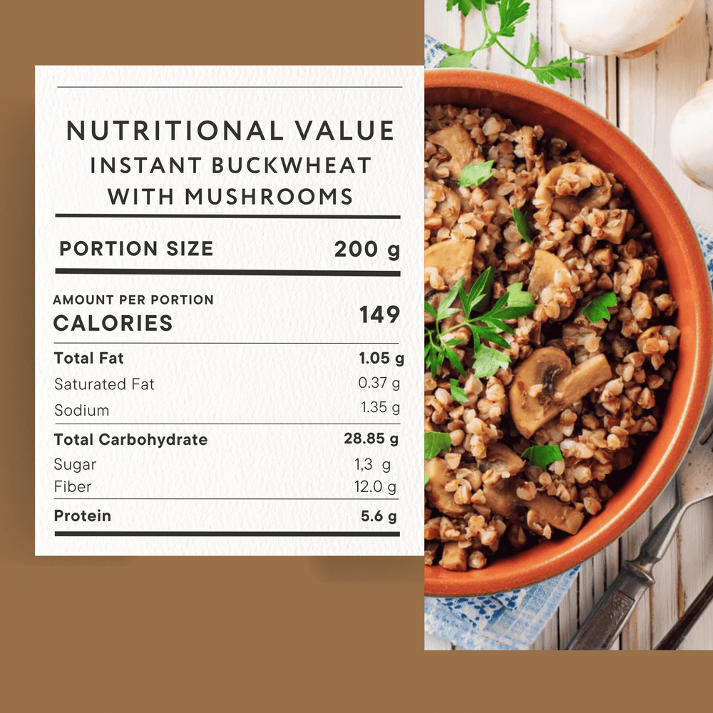 
                  
                    Buckwheat meal with mushrooms
                  
                