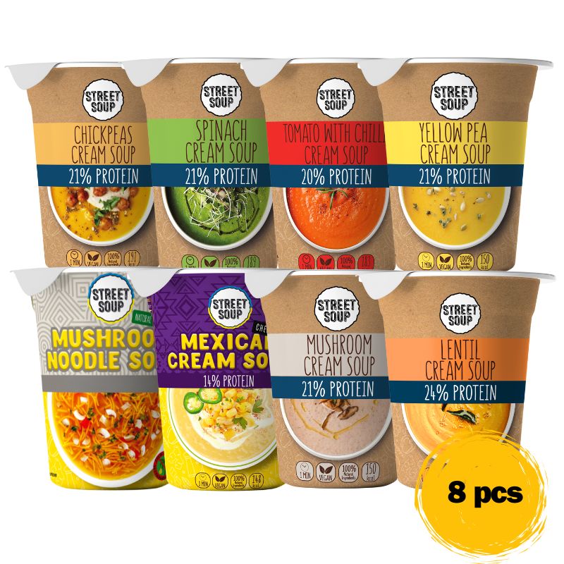 Tasting box of soups in a cup